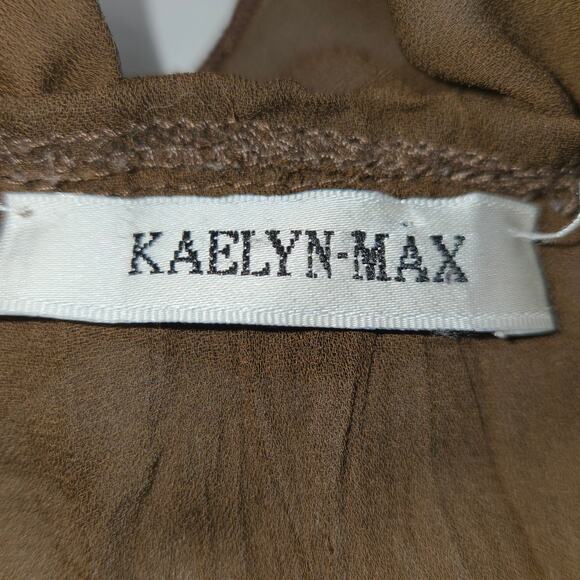 Kaelyn Max Womens Medium Blouse Sheer Brown Regency Festival Ren Fair Artsy Boho - Picture 2 of 11